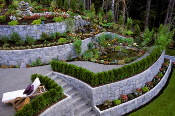Terraced stone wall